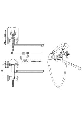Смеситель для ванной буксовый Q-Tap Mayfair CRM 143K резина