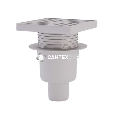 Трап вертикальный регулируемый ANI Plast TA5710 выпуск 50 мм с пластиковой решеткой 15x15 см