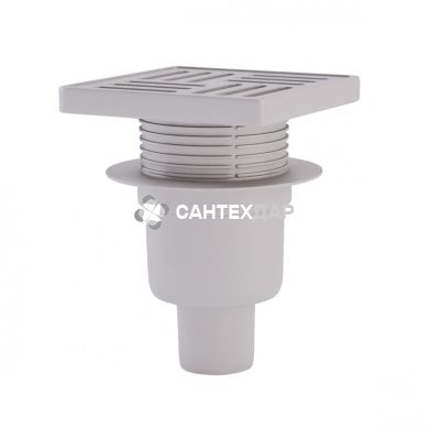 Трап вертикальный регулируемый ANI Plast TA5710 выпуск 50 мм с пластиковой решеткой 15x15 см