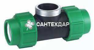 Тройник компрессионный переходной Georg Fischer 20х1/2"ВРх20 мм