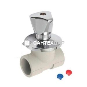 Вентиль запорный проходной ППР KAN 32 мм для закрытого монтажа с никелированным маховиком