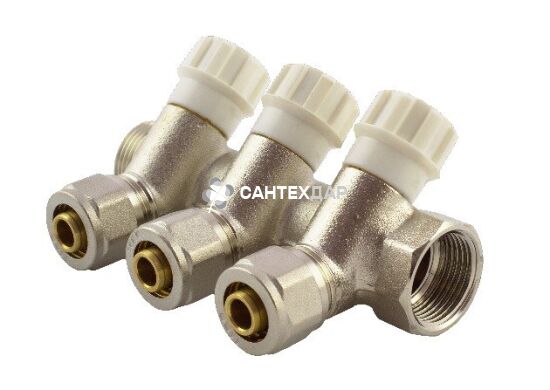 Коллектор вентильный с евроконусом FADO 1"x16 мм 4 выхода