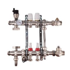 Коллекторный узел SD FORTE для теплого пола 001 1''х 2 выхода нержавейка
