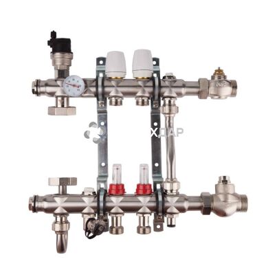 Коллекторный узел SD FORTE для теплого пола 001 1''х 2 выхода нержавейка