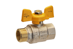 Кран кульковий Brass для газа 15 мм 1/2" ЗВ PN40 жовтий метелик