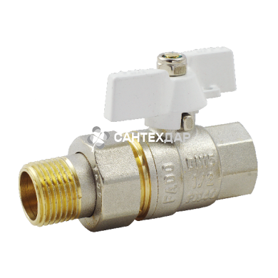 Кран кульовий Fado NEW 3/4" американка пряма метелик біла