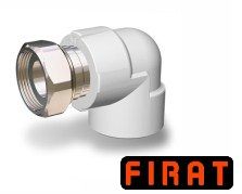 Колено с накидной гайкой ППР Firat 20х1/2 белое