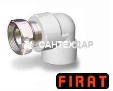 Колено с накидной гайкой ППР Firat 20х1/2 белое