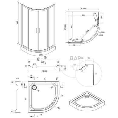 Набор Qtap душевая кабина Taurus BLA1099AC6 Clear + поддон Uniarc 309915