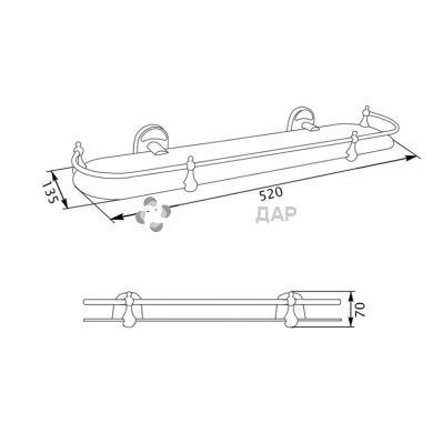 Полка Potato P2907-1 52х16 см матове скло