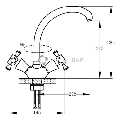 Смеситель для кухни буксовый Potato P4264 на гайке