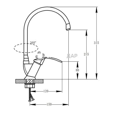 Смеситель для кухни Potato P5107-40 U на гайке