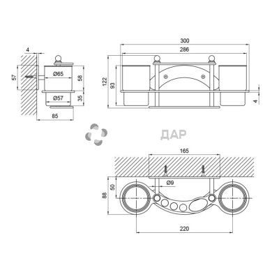 Стакан двойной Lidz (CRM)-114.08.11 с держателем зубных щеток