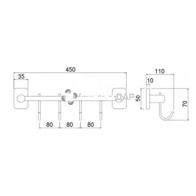 Держатель полотенец QT Liberty ANT 1154-4 4 крючка