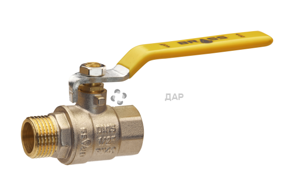 Кран кульковий Brass для газа 15 мм 1/2" ЗВ PN40 ручка