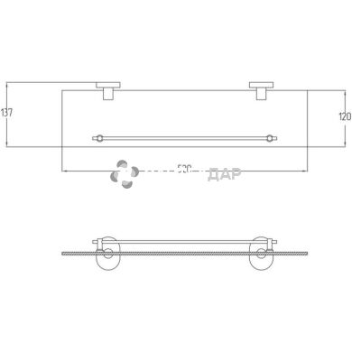 Полка Potato P2907 52х12 см матовое стекло
