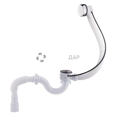 Сифон для ванны прямоточный атоматический Krono Plast В1050ПА с выпуском и переливом 1 1/2 выход 50