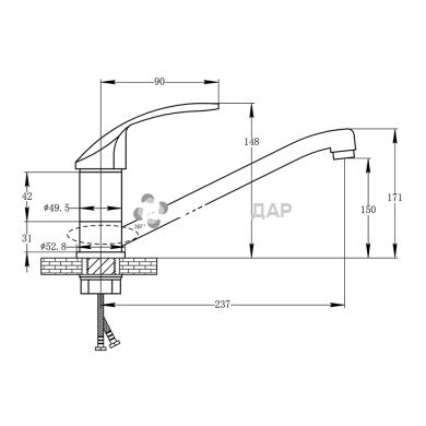 Смеситель для кухни Potato P4907B-40 на гайке