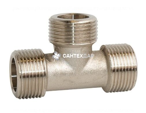 Тройник латунный Gross 1/2 ННН никель
