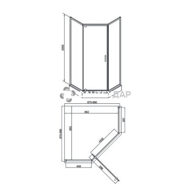 Душова кабіна Q-tap SCORPIO 10995-AC6 п'ятикутна 90x90 розпашні без піддона