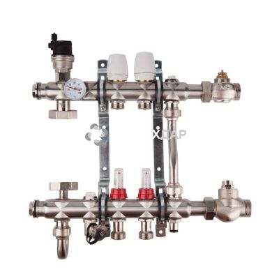 Коллекторный узел SD FORTE для теплого пола 001 1''х 5 выходов нержавейка