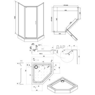 Набор Qtap душевая кабина Leo CRM10995-AC6 Clear + поддон Leoscorp 309915