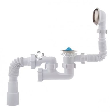 Сифон для ванны с ревизией Krono Plast В0550 с выпуском и переливом 70 мм выход 50 мм