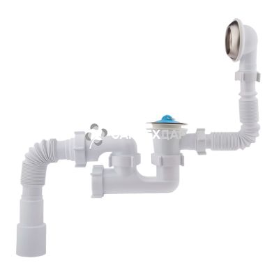 Сифон для ванны с ревизией Krono Plast В0550 с выпуском и переливом 70 мм выход 50 мм
