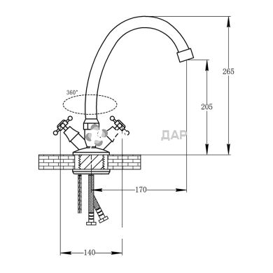 Смеситель для кухни буксовый Potato P4365
