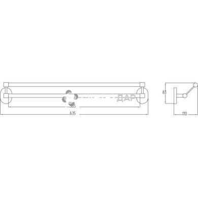 Держатель полотенец Potato P2909 двойной 65 см хром