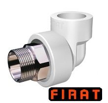 Колено ППР Firat 32х1 НР под ключ белое