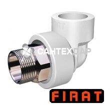 Колено ППР Firat 32х1 НР под ключ белое