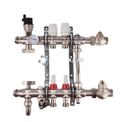Коллекторный узел SD FORTE для теплого пола 001 1''х 6 выходов нержавейка