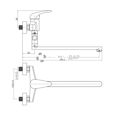 Смеситель для ванной Q-Tap Eventi CRM 005
