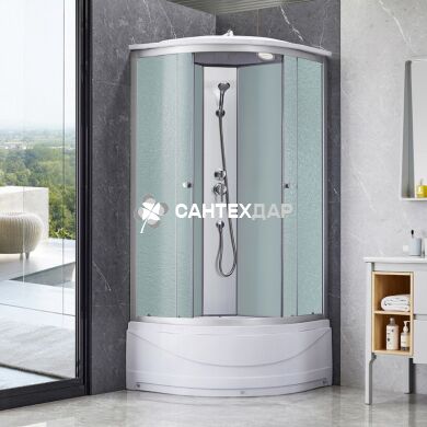 Душовий бокс Lidz TANI 80x80.FR високий скло Frost стінки білі