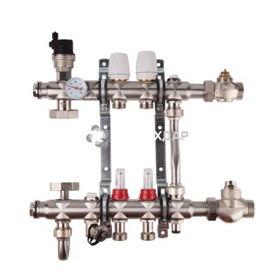 Коллекторный узел SD FORTE для теплого пола 001 1''х 7 выходов нержавейка