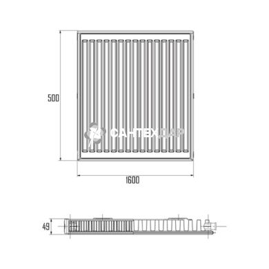 Радиатор стальной Aquatronic 11 тип 500x1600 боковое подключение