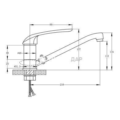 Смеситель для кухни Potato P4904-40 на гайке