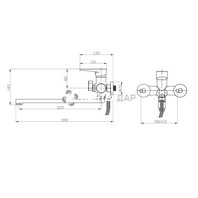 Смеситель для ванной GF Italy 01-005AN-35 New CRM