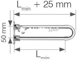 Колено KAN Push 18x2.5 мм спаренное с трубкой Cu 15 мм с кронштейном L 300 мм никель