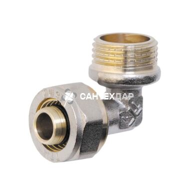 Колено металлопластиковое обжимное Valve 20х1/2" НР