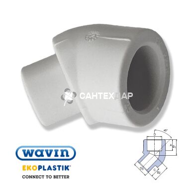 Колено ППР Wavin Ekoplastik 20*45&deg; ВН