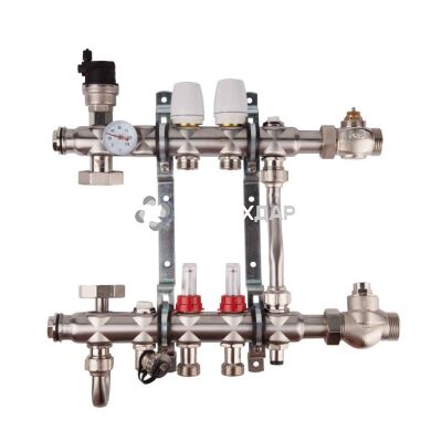 Коллекторный узел SD FORTE для теплого пола 001 1''х 8 выходов нержавейка