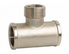 Тройник латунный Gross 1/2 ВНВ никель