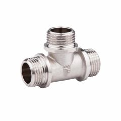 Тройник латунный SD Forte 3/4 ННН никель