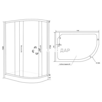 Душова кабіна Lidz Latwa 120x85L низький скло Frost