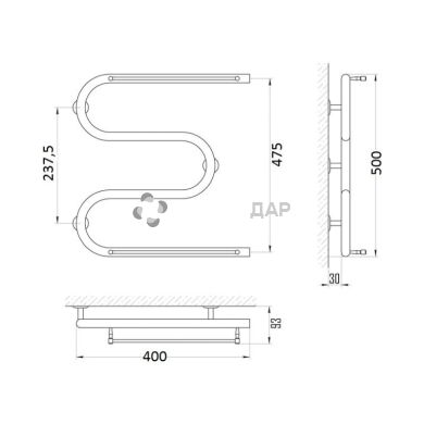 Рушникосушарка водяна UA Змійовик D25 x3/4 "П 50x40