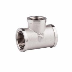 Тройник латунный редукционный SD Forte 3/4х1/2х3/4 ВВВ никель