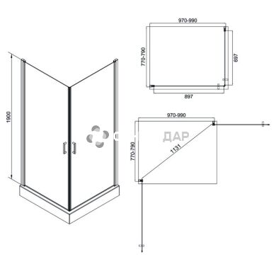 Душова кабіна Q-tap GEMINI 1018RC6 прямокутна 100x80 розпашні без піддона