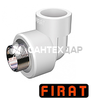 Колено ППР Firat 25х3/4 НР белое